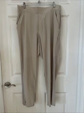 Light Beige Pull-On Ankle Pants